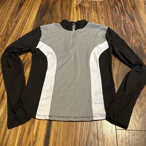 Rue 21 Women's Half-Zip Long Sleeve Athletic Pullover Gray/Black/